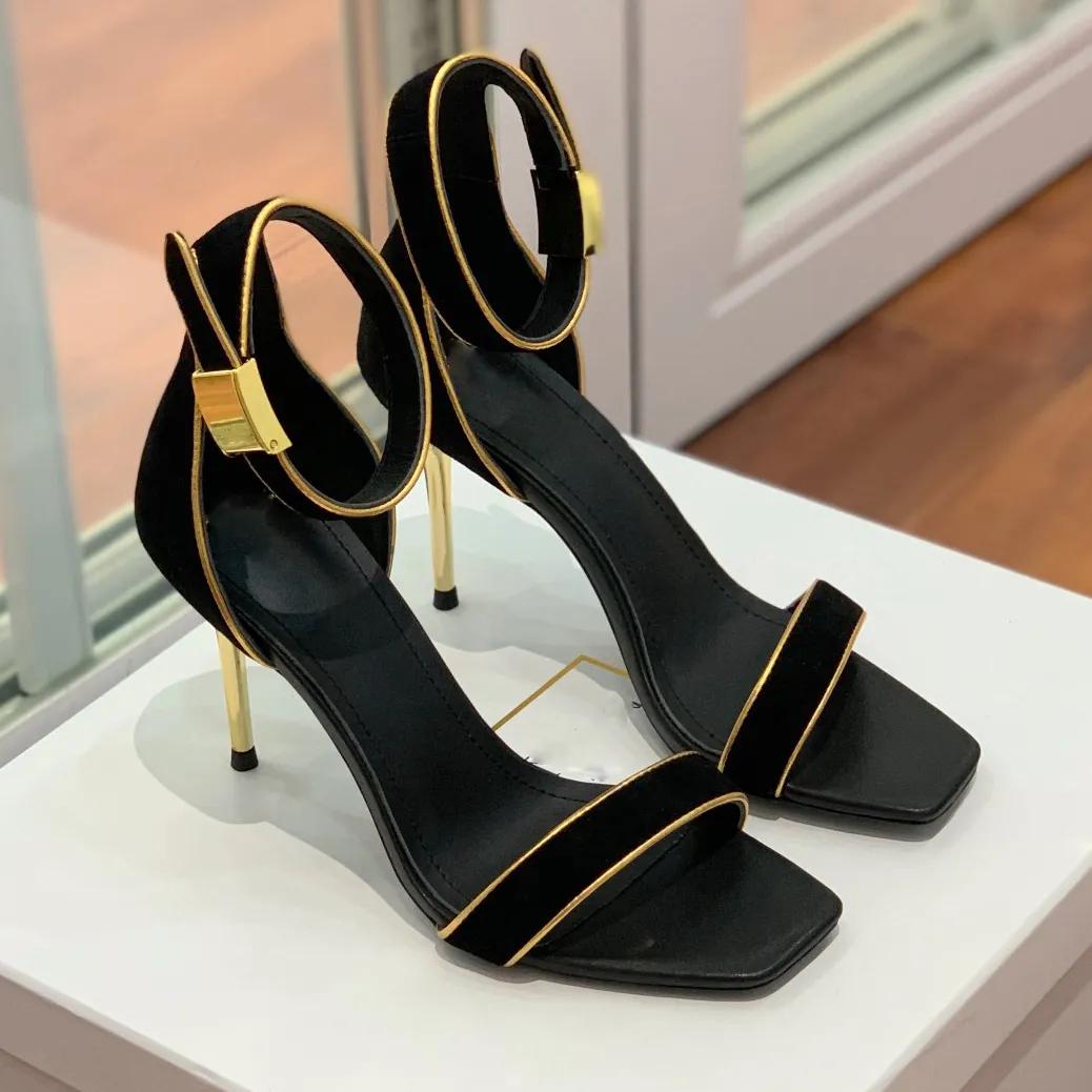 Golden Cross-Strap Stiletto Sandals 3
