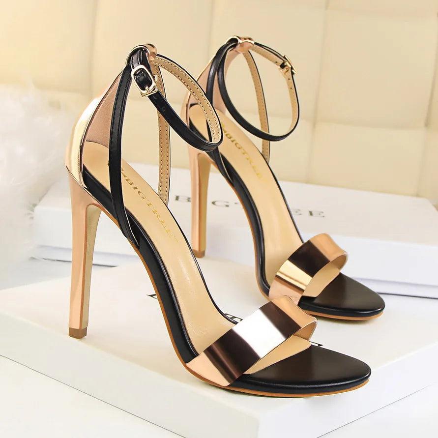 Golden Cross-Strap Stiletto Sandals 5