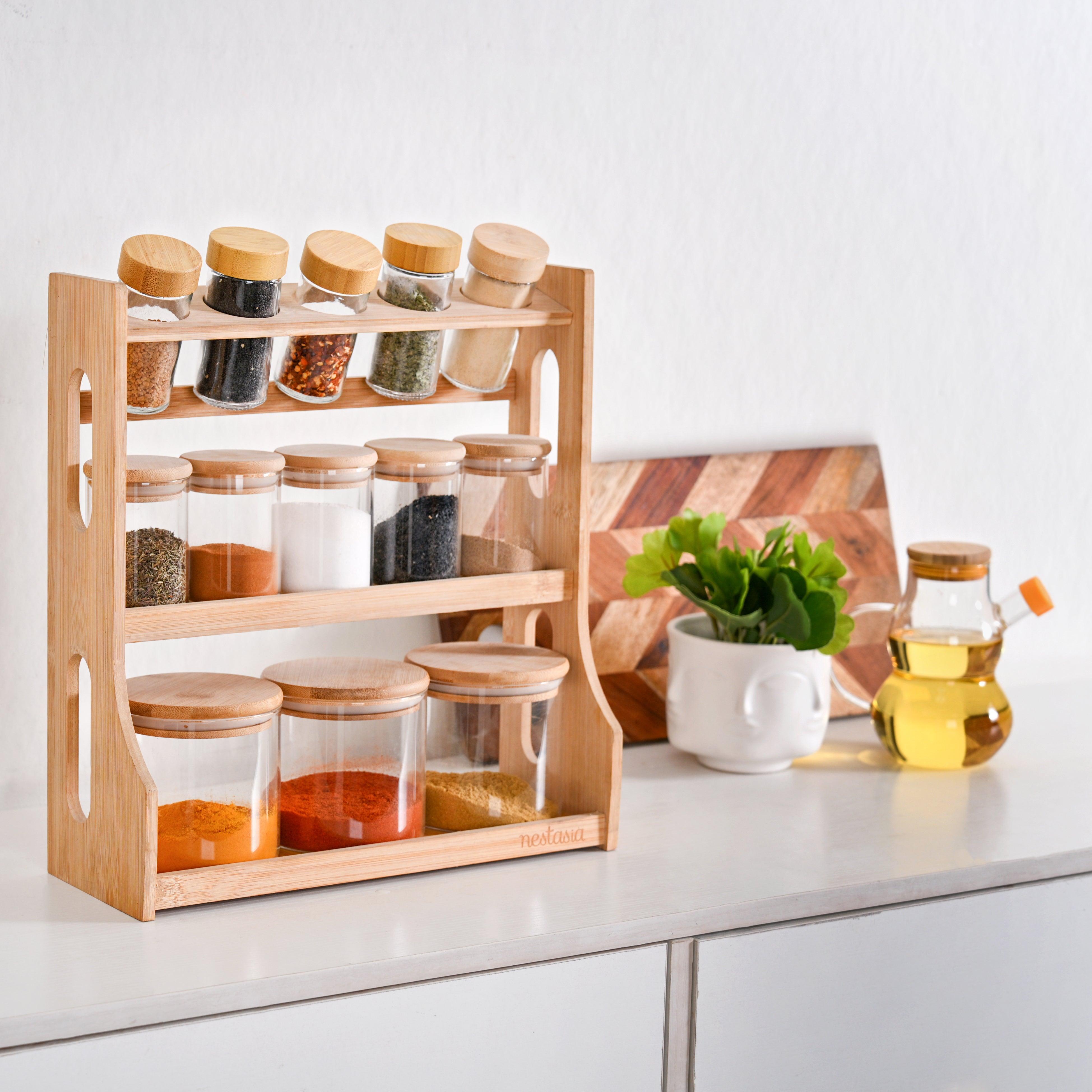 2-Tier Bamboo Spice Rack Set 2