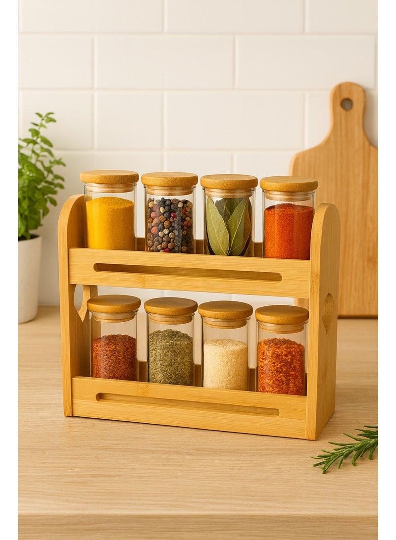 2-Tier Bamboo Spice Rack Set 6