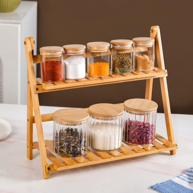 2-Tier Bamboo Spice Rack Set 7