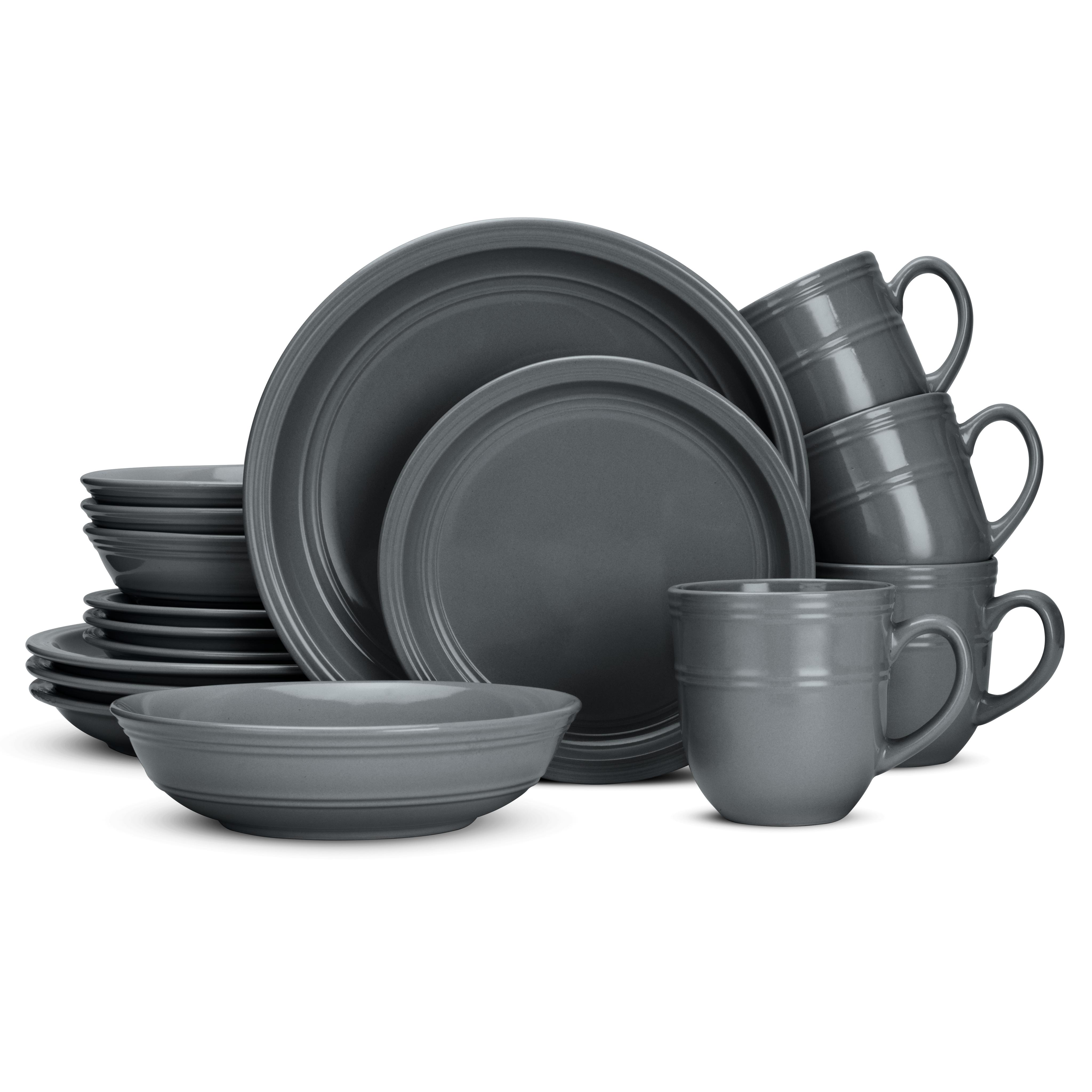 16-Piece Fine Ceramic Dinner Set — Dark Grey - Home & Kitchen online Tanzania | GAMORA ONLINE