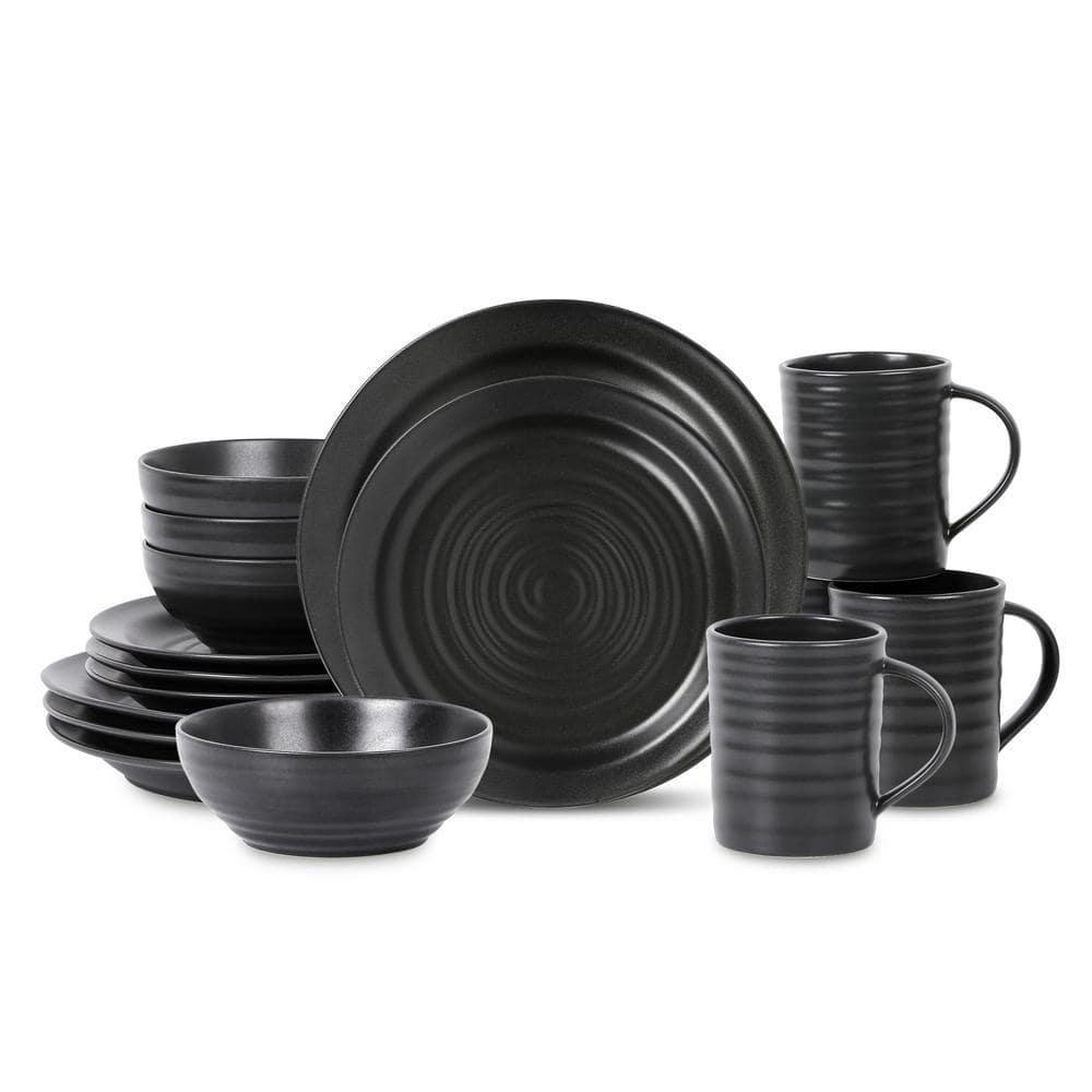 16-Piece Fine Ceramic Dinner Set — Dark Grey 2