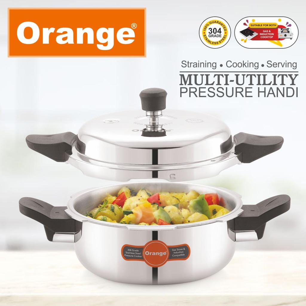 Orange Elegant Handi Pressure Cooker 3.5L 5