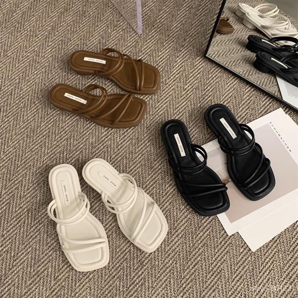 Minimalist Square-Toe Flat Sandals - Shoes online Tanzania | GAMORA ONLINE