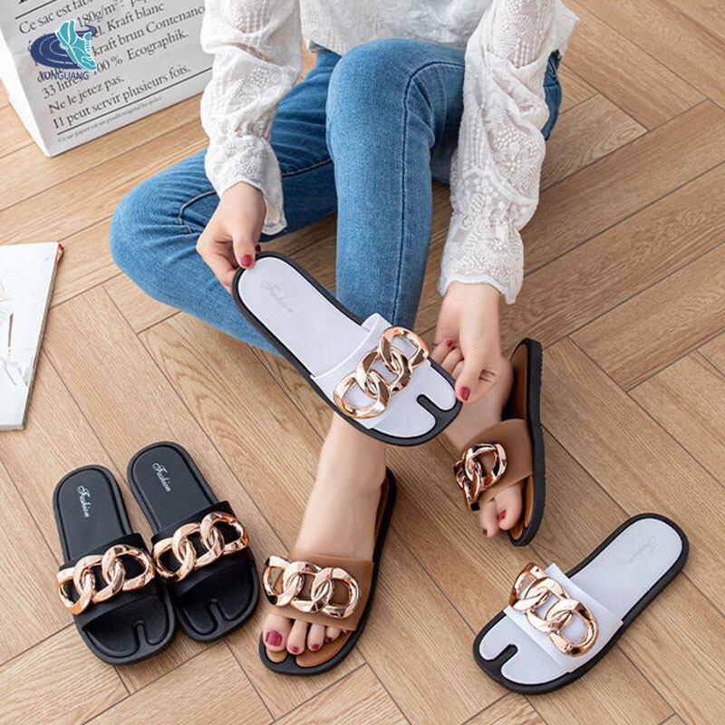 Gold-Chain Flat Sandals - Shoes online Tanzania | GAMORA ONLINE