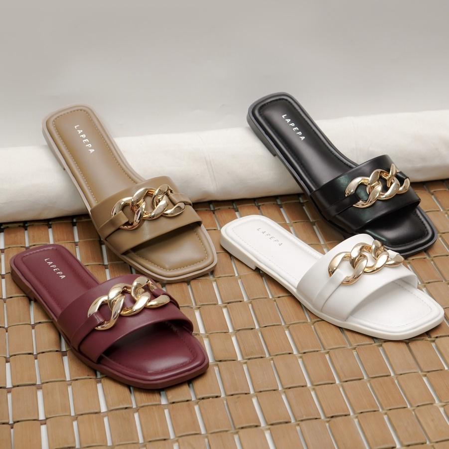 Gold-Chain Flat Sandals 5