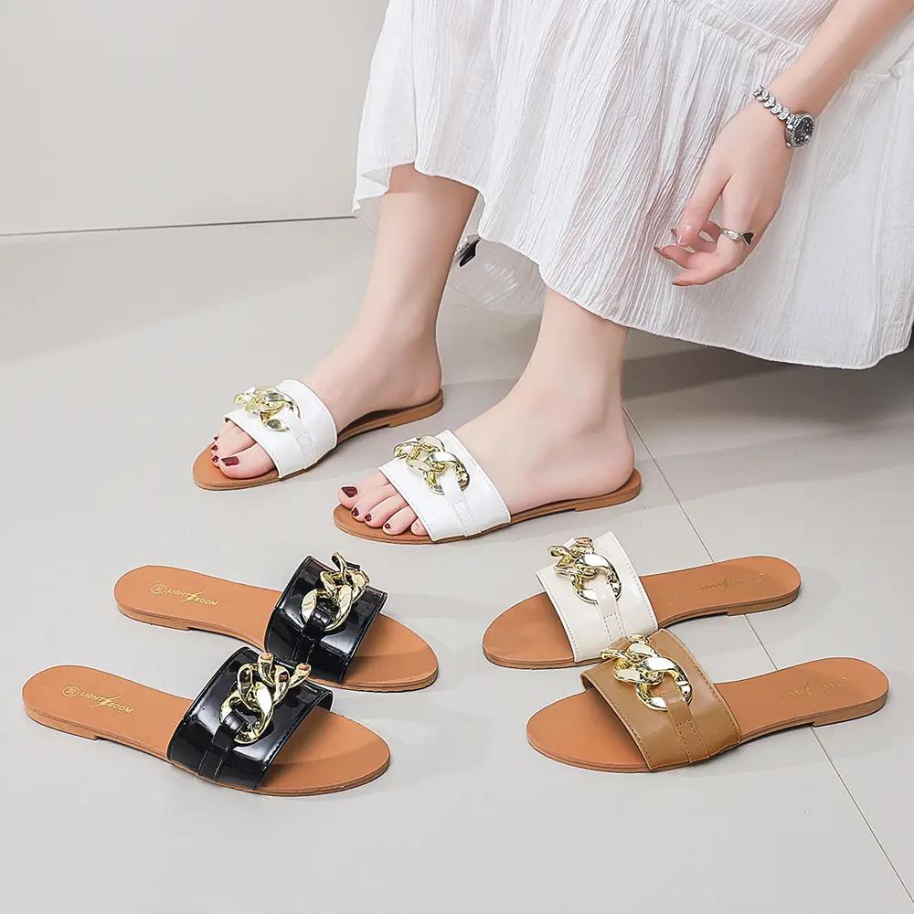 Gold-Chain Flat Sandals 6