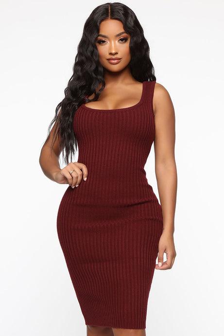 Women's Ribbed Bodycon Midi Dress - Women's Fashion online Tanzania | GAMORA ONLINE