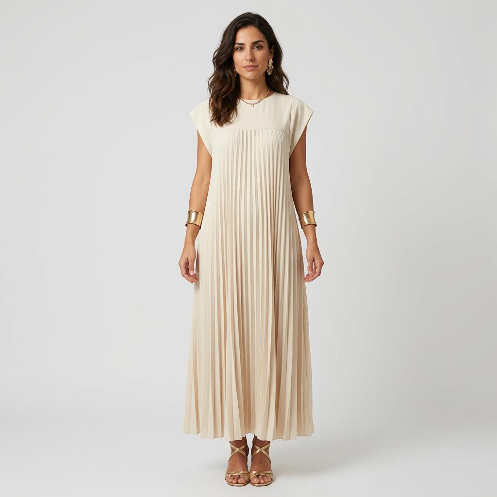 Women's Minimalist Pleated Maxi Dress 2